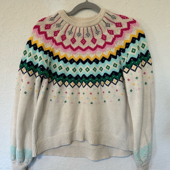 crown & ivy Sweaters - Crown Ivy Colorful Fair Isle knit Sweater, Cozy Crewneck, Size Petite Large